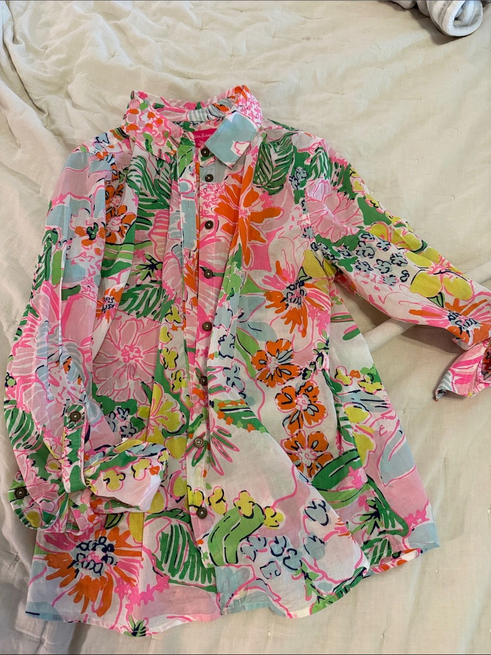 Lilly Pulitzer Pink Floral Button-Up Shirt